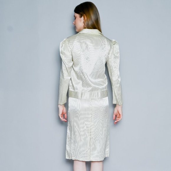 229. VINTAGE ANNA PAOLA 1970s Striped Silk Suit Set - Picture 5 of 12